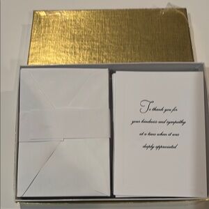 Elegant Thank You Sympathy Card Set with Gold Box 48 (Funreal)